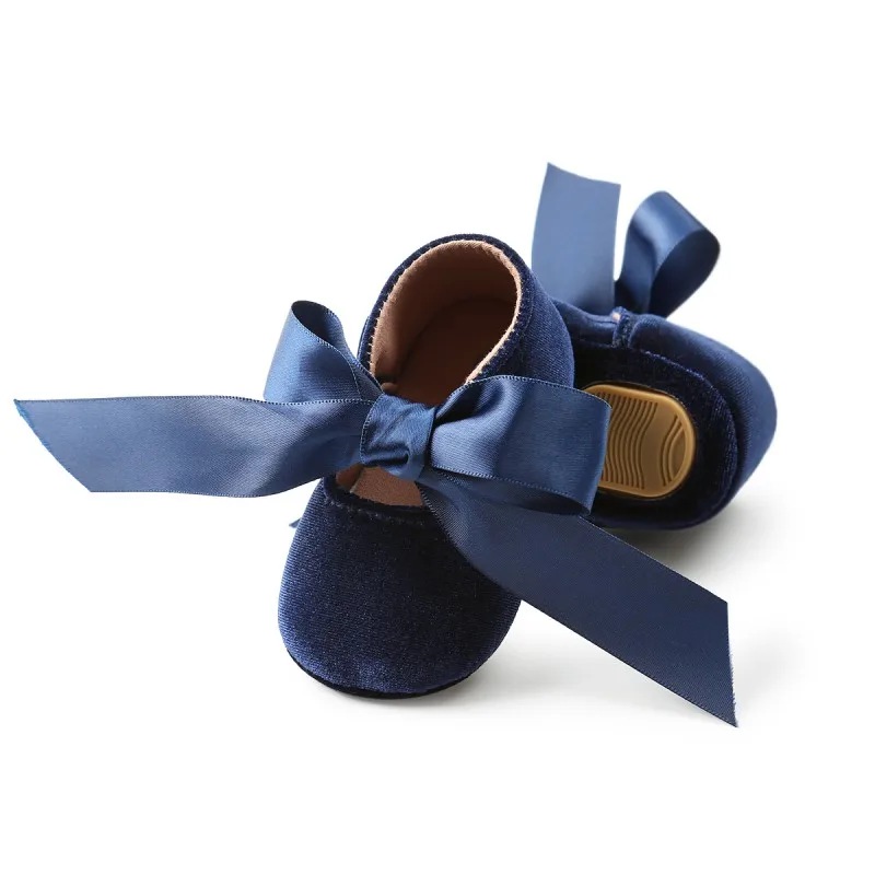 WEIXINBUY Baby Girl Shoes Riband Bow Lace Up PU Leather Princess Baby Shoes First Walkers Newborn Moccasins