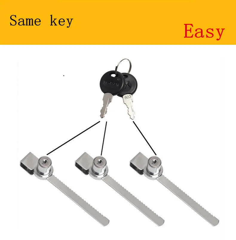 

5 Same Key Sliding Window Glass Cabinet Lock with Key for Mobile Showcase Display Case Furniture Glass Push Door Hardware Locks