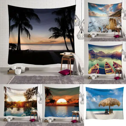 

Landscape Tapestry Wall Hanging Polyester Seaside Pattern Blanket Tapestry Art Home Decor Tapestry