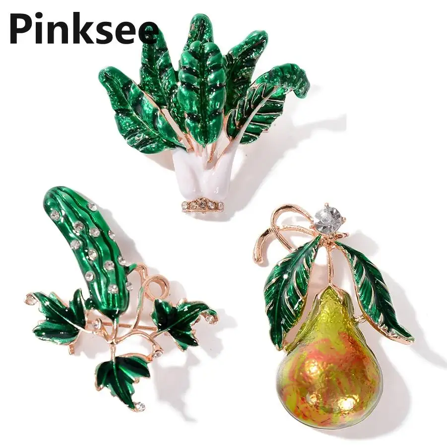 

Chic Alloy Cabbage Cucumber Gourd Vegetable Brooch Lapel Pins for Women Men Corsage Retro Brooch pin For Scarf High Quality