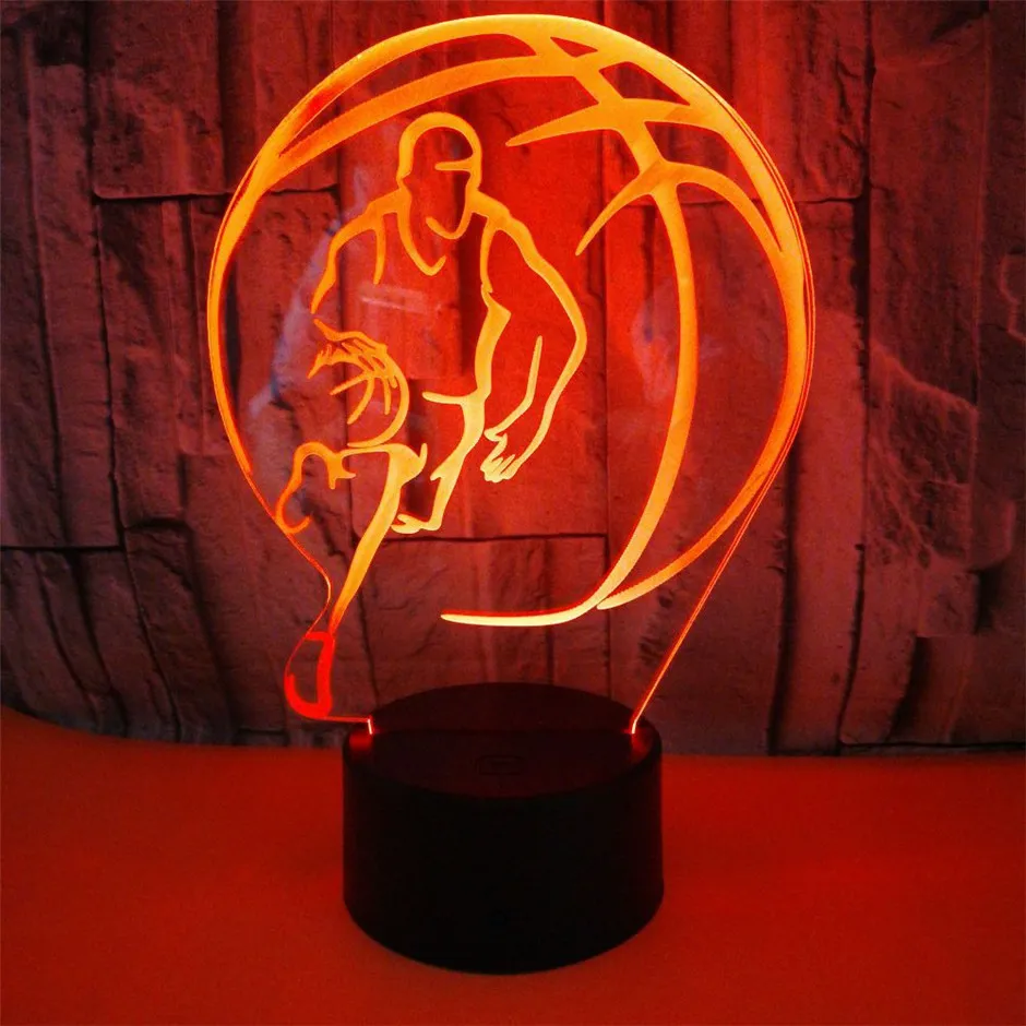 Play basketball 3 dimensional Vision Touch Night Light USB Rechargeable
