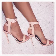 Элегантные Простые широкие лодыжки пряжки ремень каблук-шпилька сандалии модные однотонные crosss на Высокий каблук Сандалии
