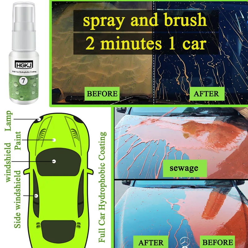 HGKJ 7 Full car hydrophobic coating windshield paint waterproof rainproof coating liquid glass