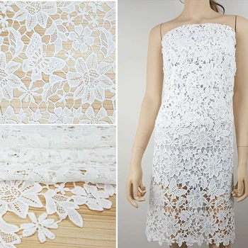 

2yds 2019 High Quality White Embroidery African Cord Lace Fabrics French Guipure Lace For Sewing Nigerian Wedding Dress Material