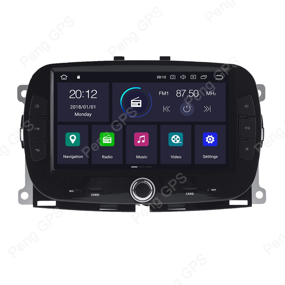 Discount 0cta Core Android 9.0 Car CD DVD Player for FIAT 500 2015+ GPS Navigation 1024X600 Double Din Radio Multimedia 7 Inch Headunit 2