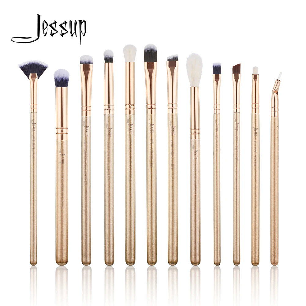Jessup 12PCS Golden / Rose Gold Makeup brushes set Beauty kits Eye Make