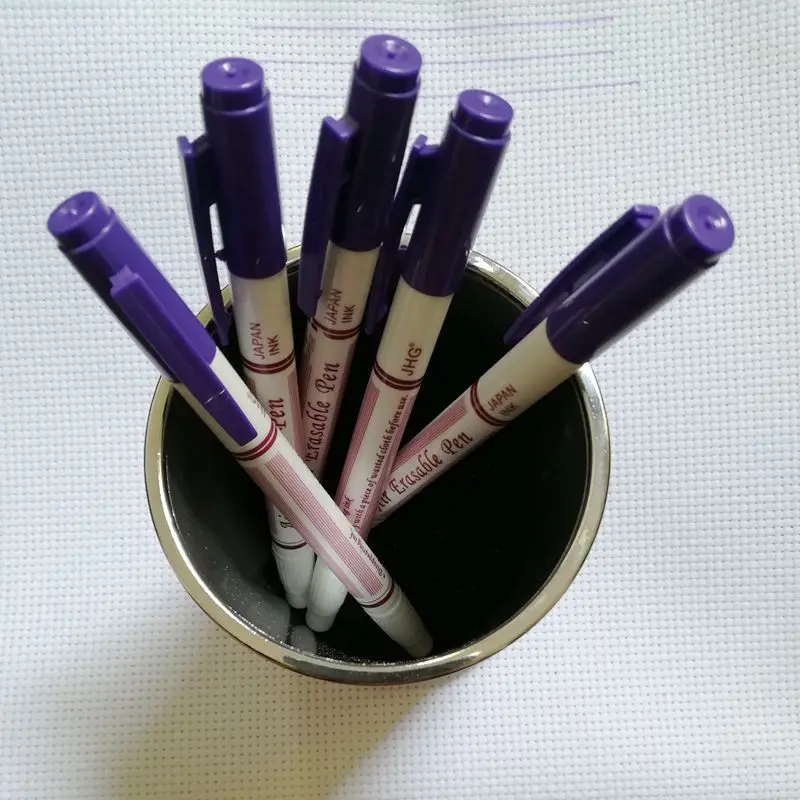 JHG Two Side Purple Air Erasable Pen With Eraser 5 Pcs Fabric Paint Marker Auto-Vanishing Pen Markers Replace Tailor's Chalk Pen5