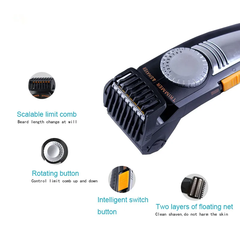 Kemei Multifunction Men Electric Shaver 2 In1 Rechargeable Electric Shaver Washable Shaving Razors Men Face Care Hair Removal