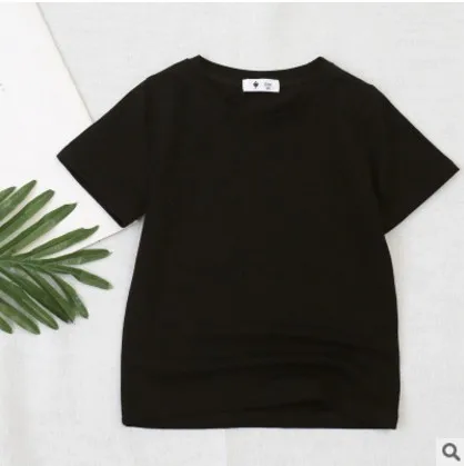 Летняя футболка для маленьких девочек однотонная повседневная детская футболка для мальчиков, детская одежда с короткими рукавами для детей возрастом от 1 года до 9 лет, BC418 - Цвет: black