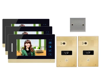 

XinSiLu New Video Doorphone 7"Touch Key Intercom System,FRID Panel support extra CCTV Camera 2Cameras+3Monitors for 2 Doors