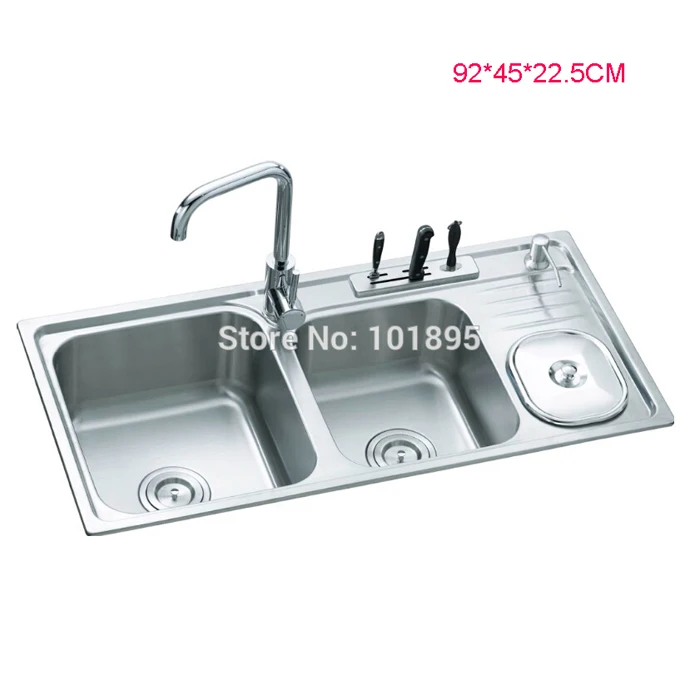 SUS304 Сталь квадратный Тройная чаша 920*430*230 кухонная раковина X26060 - Цвет: Sink