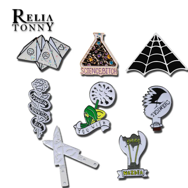 

Popular Accessories Magic Science Enamel Pin Light Bulb Origami Rose Knife Child Girl Clothes Bag Badge Gift Men Women Jewelry
