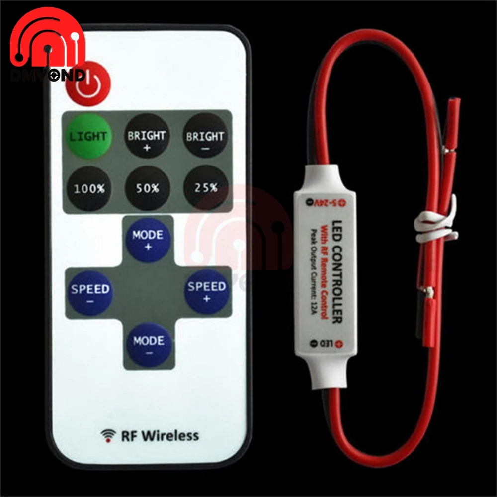 DC 12V RF Беспроводной дистанционного Управление светодиодные ленты Диммер 10 уровней яркий Скорость светодиодный модуль автоматического включения света Напряжение регулятор диммеры л в он-лайн