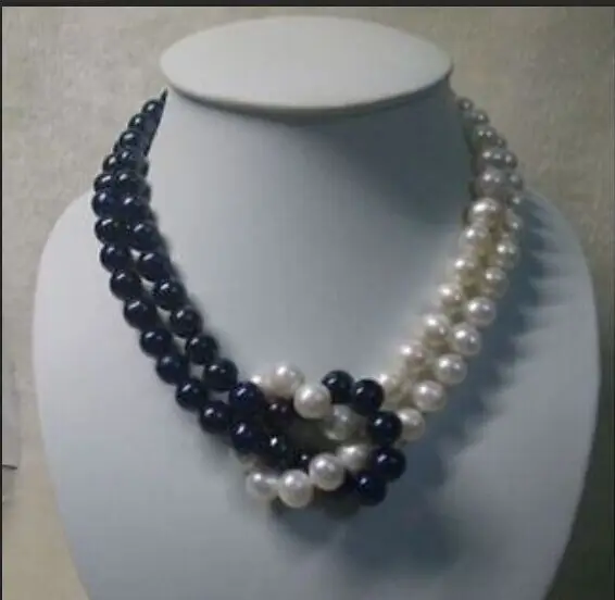 

18" 9-10MM TAHITIAN NATURAL WHITE BLACK PEARL NECKLACE 14K (9.13)