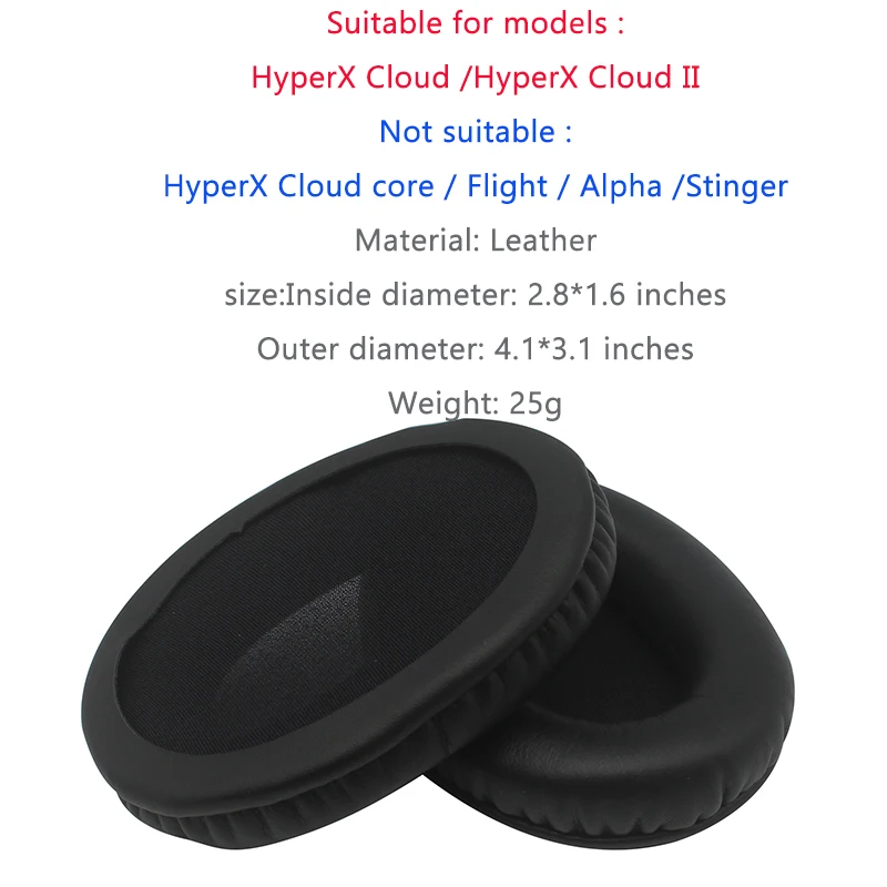 Replacement ear pads for HyperX Cloud / Could II Stinger Flight Ear Cushion Protein Leather Good Quality 1 Pair