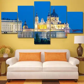 

5 Piece Wall Art pictures Canvas poster print Oil Painting beautiful Russia white castle night view for Bedroom livingroom frame