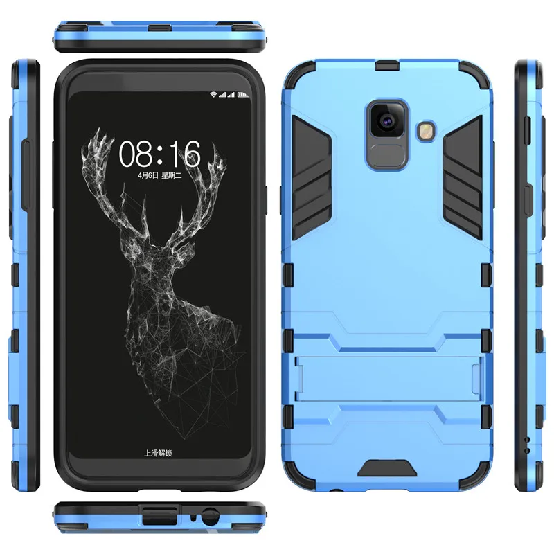 Slim Hard PC+Soft Silicone TPU Rugged Rubber Kickstand Armor Back Case For SAMSUNG Galaxy A6 A6 Plus 2018 Shockproof Cover Capa (41)