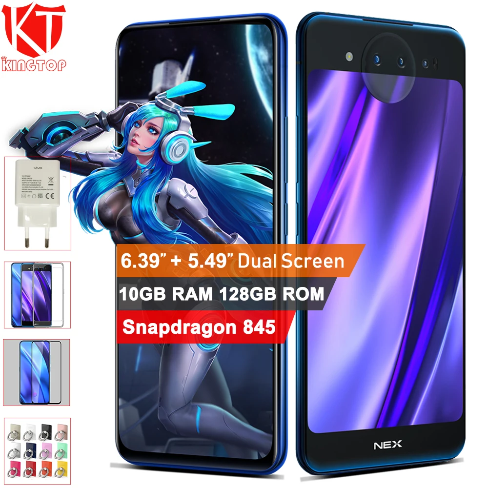 Оригинальный vivo nex 2 двухсторонний экран мобильный телефон 10 Гб 128 ГБ snapdraon 845 6 39