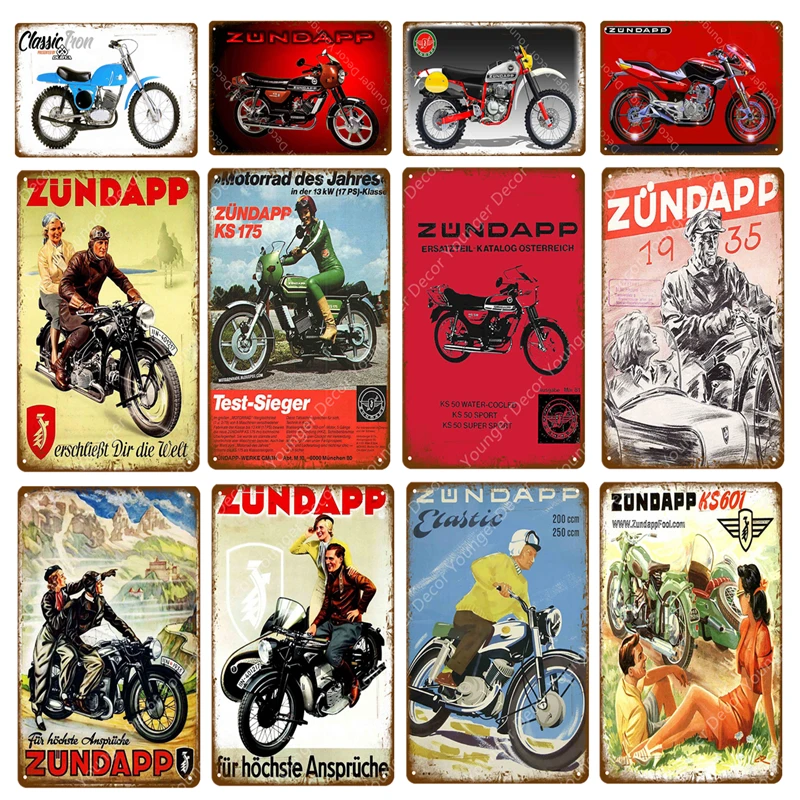 

Classic Zundapp Motorcycles Metal Plate Tin Signs Vintage Metal Poster Garage Club Bar Pub Wall Decoration Home Decor Plaque