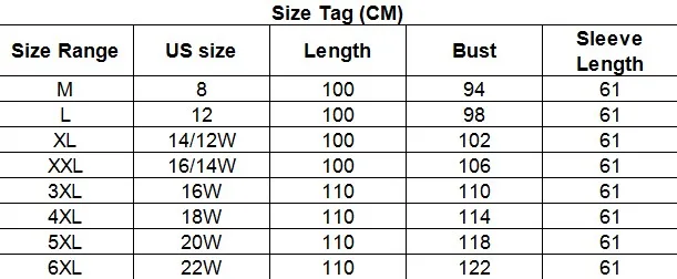 size cm