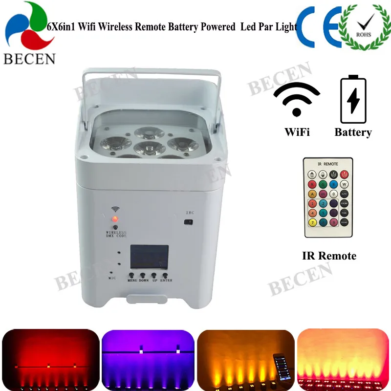 Беспроводной DMX 6x15 Вт 6 в 1 с питанием от аккумулятора LED Par Can Light IRC Remote Wifi APP Control Led