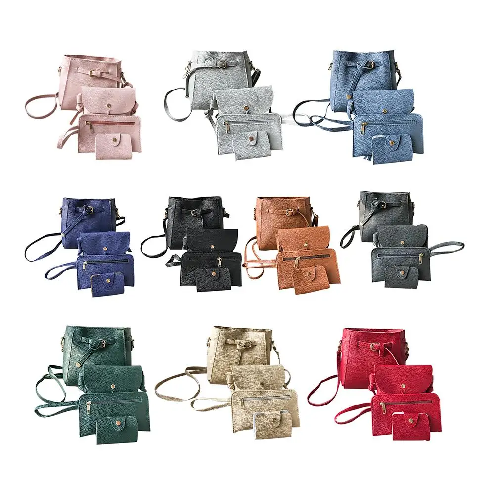 

4PCS A Set Female Shoulder Bag New Simple Korean Style Fashion Trend All-Matched With Belt Messenger Crossbody Bucket Women Bags
