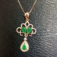 Натуральный зеленый изумруд камень кулон S925 серебро натуральный драгоценный камень кулон ожерелье тренд капли воды колокол женские вечерние ювелирные изделия