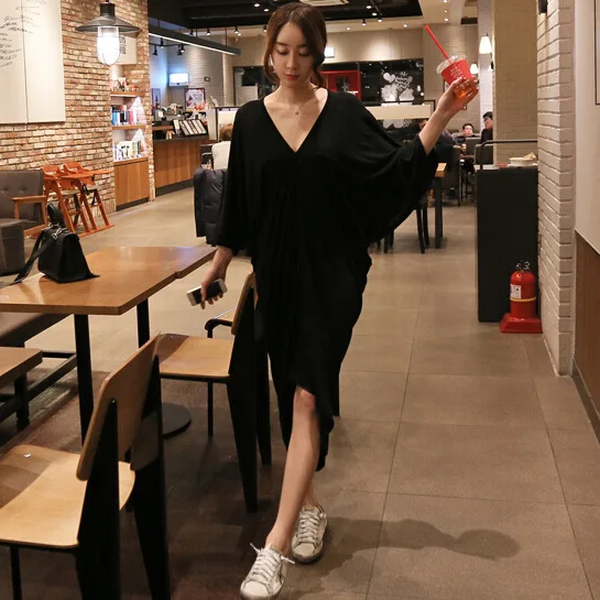 SuperAen весеннее и летнее Новое Женское платье в Корейском стиле, однотонное хлопковое Повседневное платье, женские свободные платья больших размеров