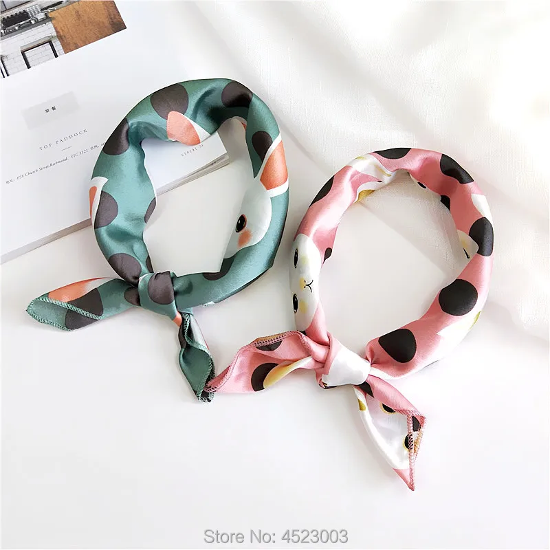 

Women Scarf Floral Satin Small Scarf Neckerchief Women Elegant Sweet Head-Neck Hair Band Rope Bag Tie Wristband Wrap