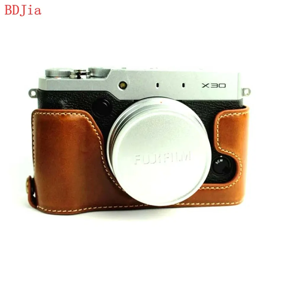 Новинка! Модное Камера сумка для Fujifilm X30 из искусственной кожи половина тела набор крышка с Батарея открытие, бесплатная доставка