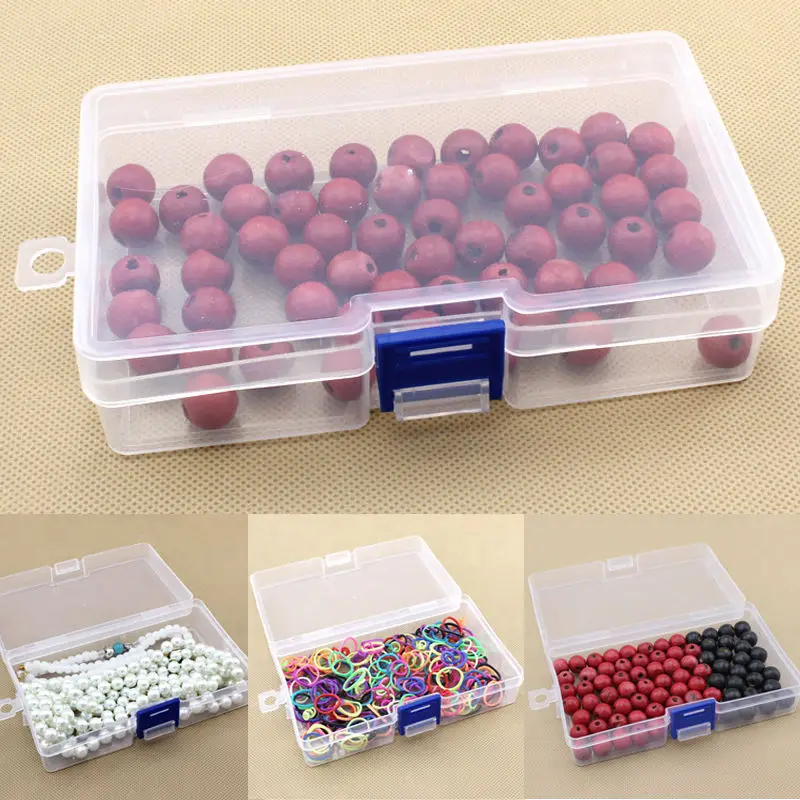 

1Pc Plastic Clear Transparent With Lid Collection Jewelry Necklace Storage Container Case Box Holder Craft Organizer