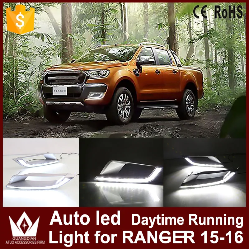 

Tcart auto white color DRL Headlight for Ford Ranger 2015 2016 daytime running light car LED Day Driving Lamps fog lights