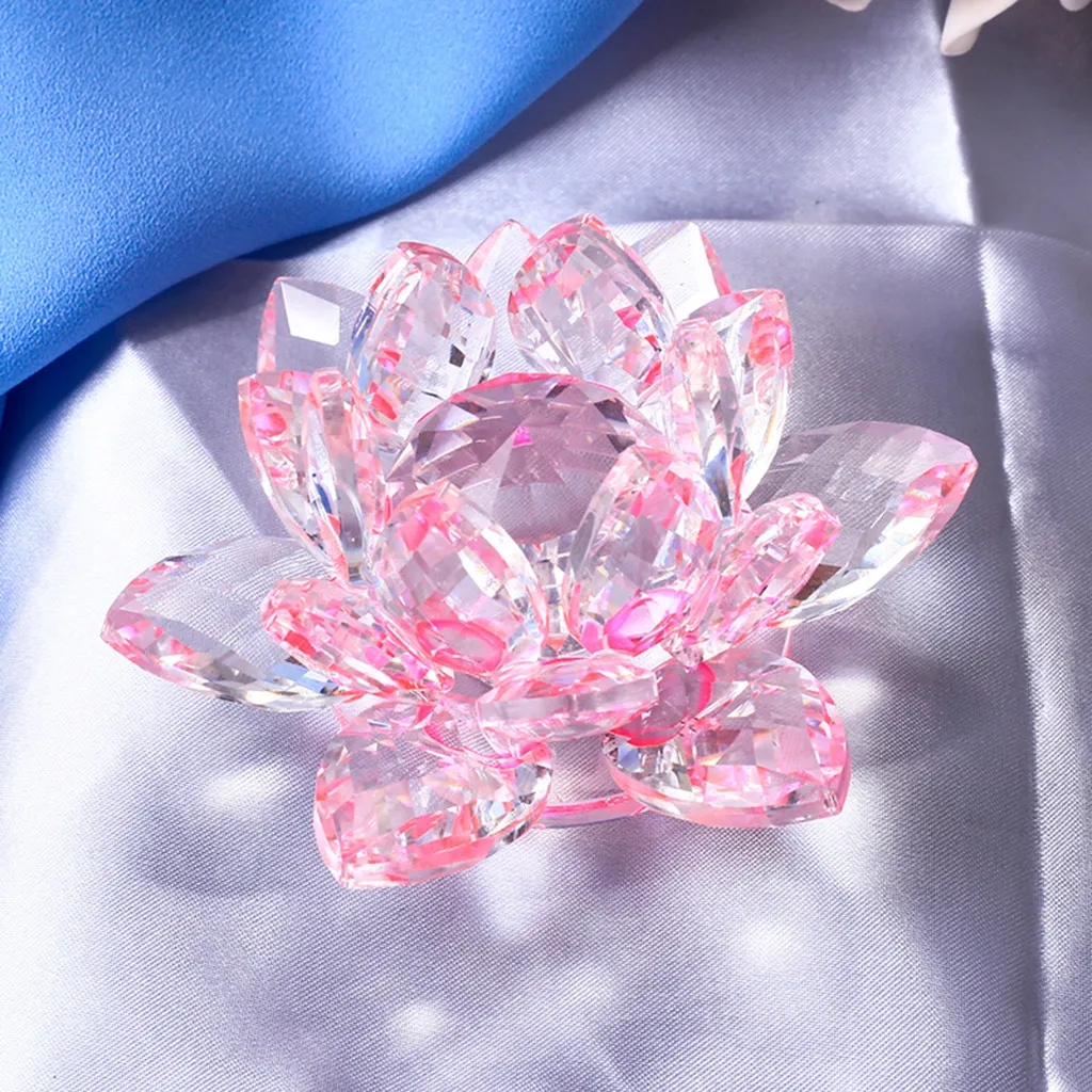Crystal Glass Figurine Collectibles Lotus Flower Model Wedding Centerpieces