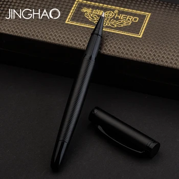 

High-end Matte Black 0.5mm Rollerball Pen Metal Hero Business Office Signature Neutral Pens with a Luxury Gift Box stationery