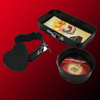 

3pcs/lot Heart Square Round Cake Pan Carbon Steel Removable Nonstick Mousse Fondant Cake Mold Baking Tools Random Color LB 510