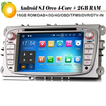 

DAB+ Quad Core Android 8.1 Autoradio Sat Navi WiFi Car stereo Radio CD OBD GPS Navigation for FORD Mondeo Focus