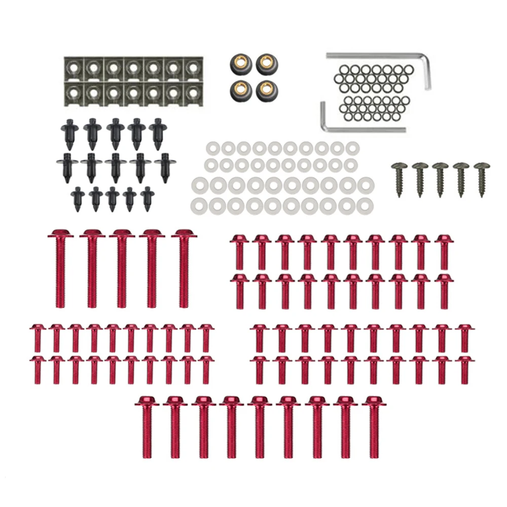 Аксессуары для мотоциклов Полный Обтекатель Болты Комплект болты для кузовных работ гайка для Yamaha YZF R6 R1 R3 R25 FZ07 FZ09 - Название цвета: Red