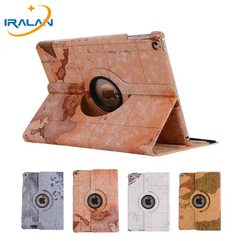 

New 360 Degree Rotation Flip for ipad air 1 2 Smart Stand world map Cover for Apple iPad 5 6 new 9.7 2017 2018 case+film+stylus