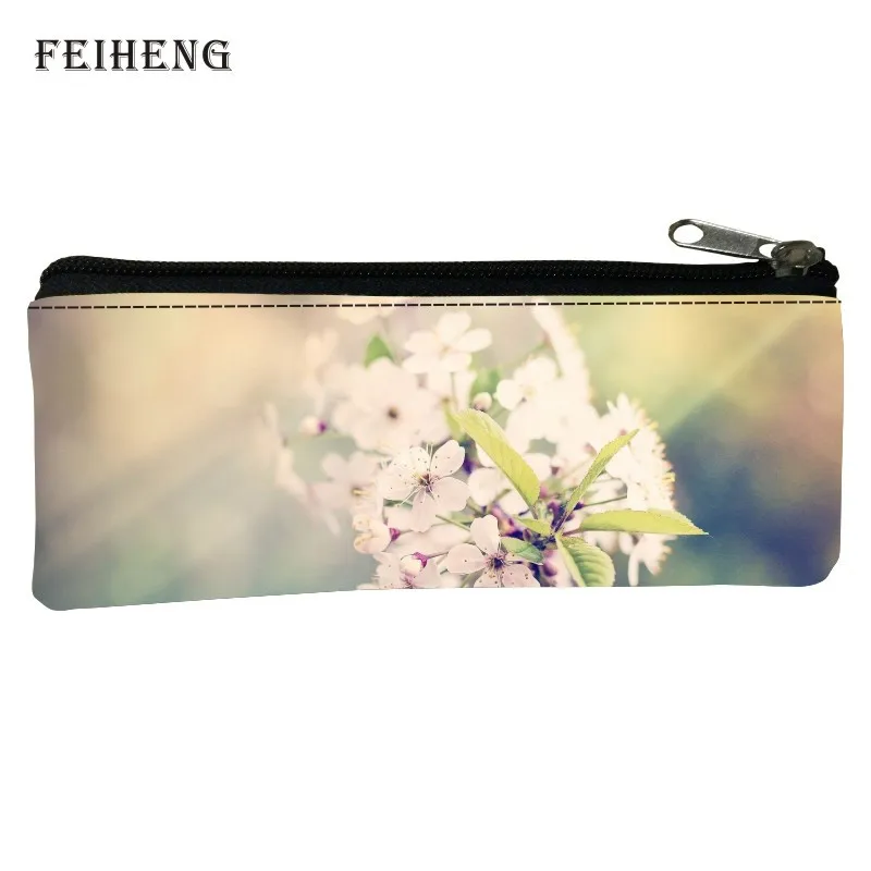 

Retail 2016 New Polyester 100% Printing Landscape Girl Pen bag Black Children Coin Purses Infantile Key Wallets For Teenagers