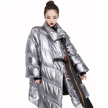 

Winter Women Ultra Light Coat Ribbon Belt Jacket Long Sleeve Thick Warm Down Loose Parkas Female Solid Portabl Outwear
