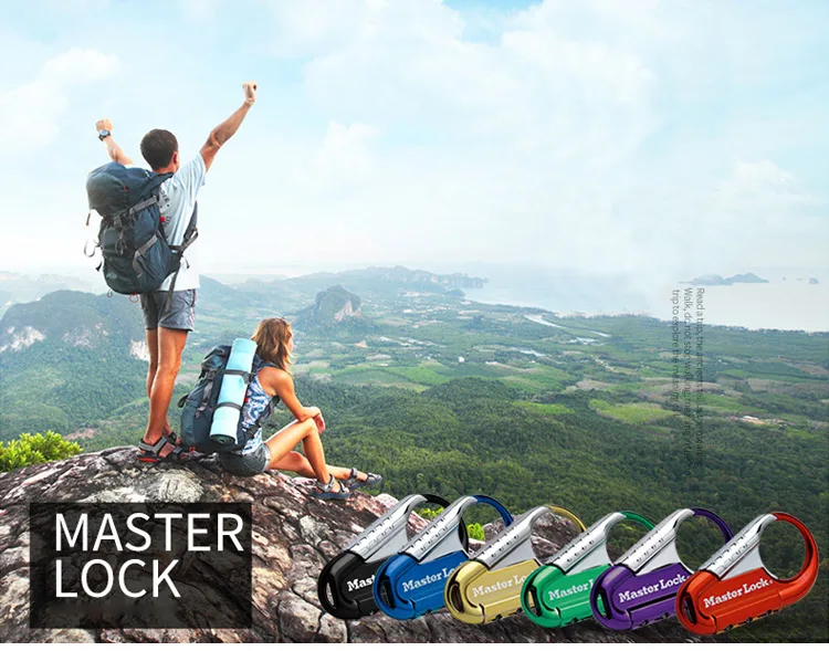 Master Lock Password Lock Padlock Outdoor Mountaineering Hook Lock Zinc alloy 3-digit code Locks for Luggage Bag Backpack  (1)