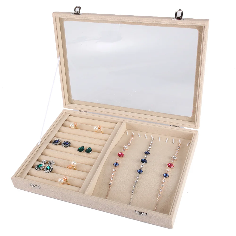 2019 New Fashion Velvet Jewelry Box Gift Box for Jewelry Packaging Display Large Exquisite Women