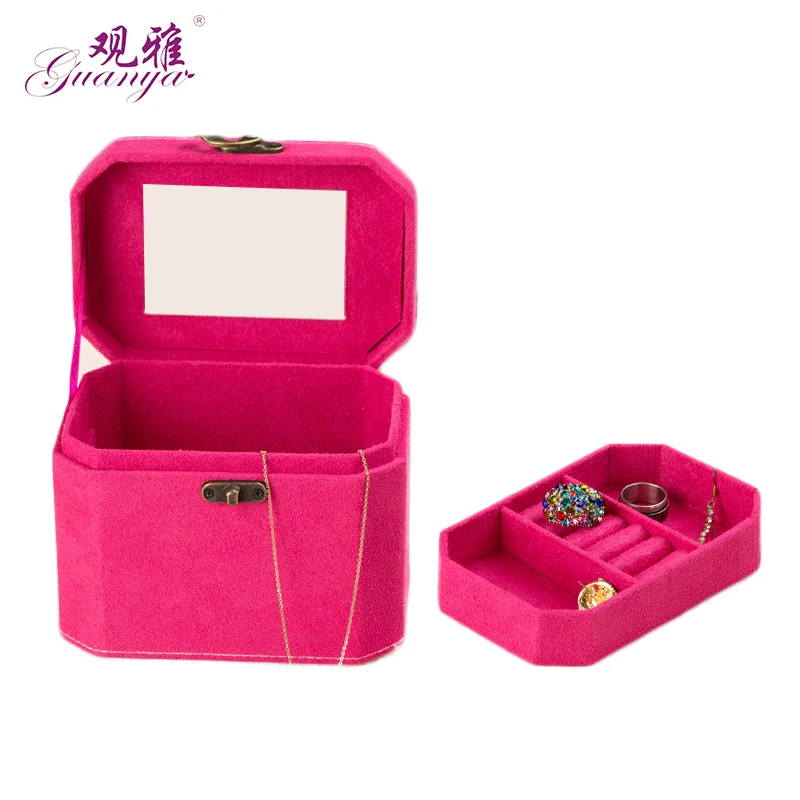 Cute Small Protable Velvet Jewelry Box Fashion Jewelry Organize Women's