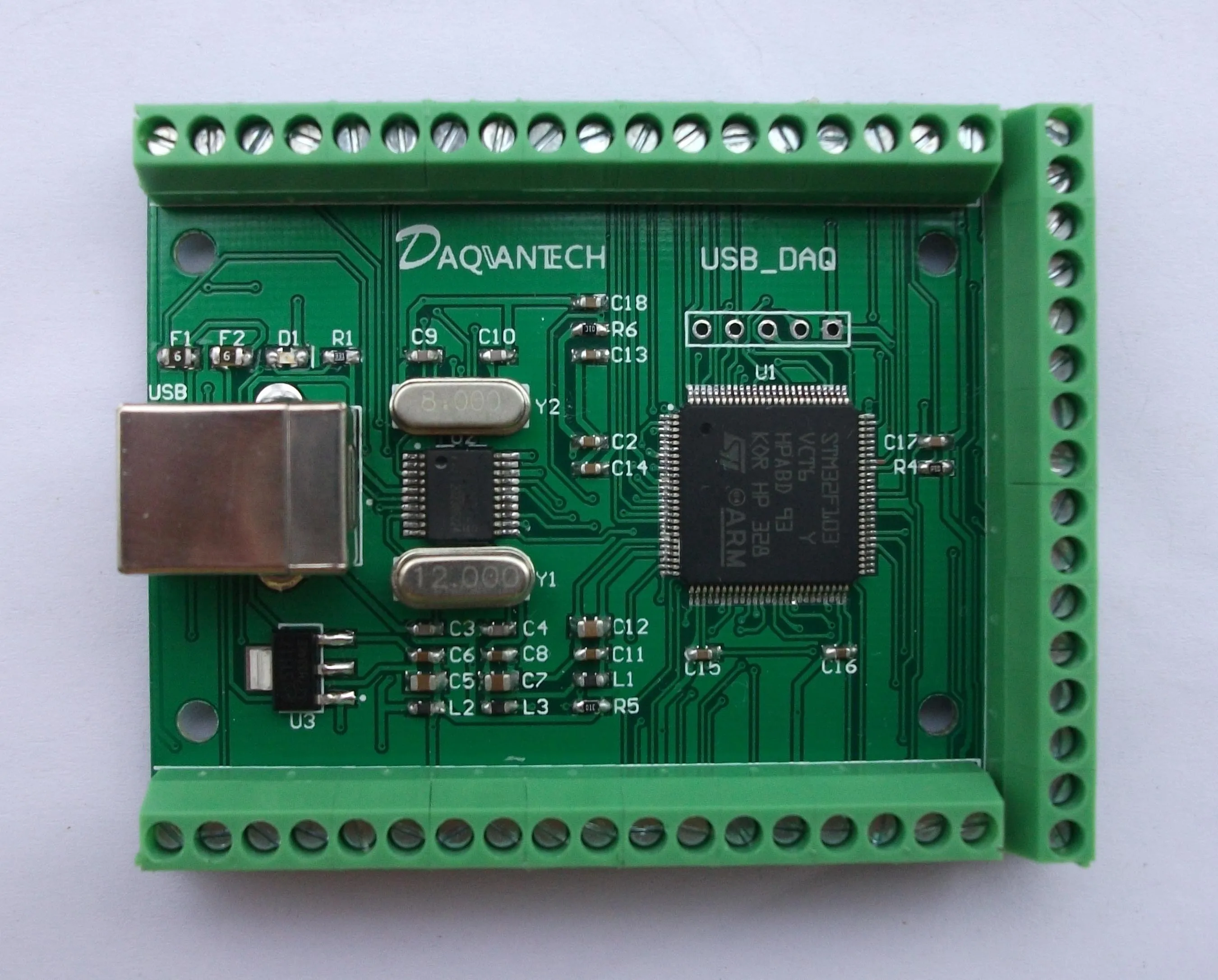 

USB DAQ 12AD 2DA 8DI 8DO Data Acquisition Module Analog 3.3V Digital 2PWM Counter LabVIEW Matlab VC Codes Win10