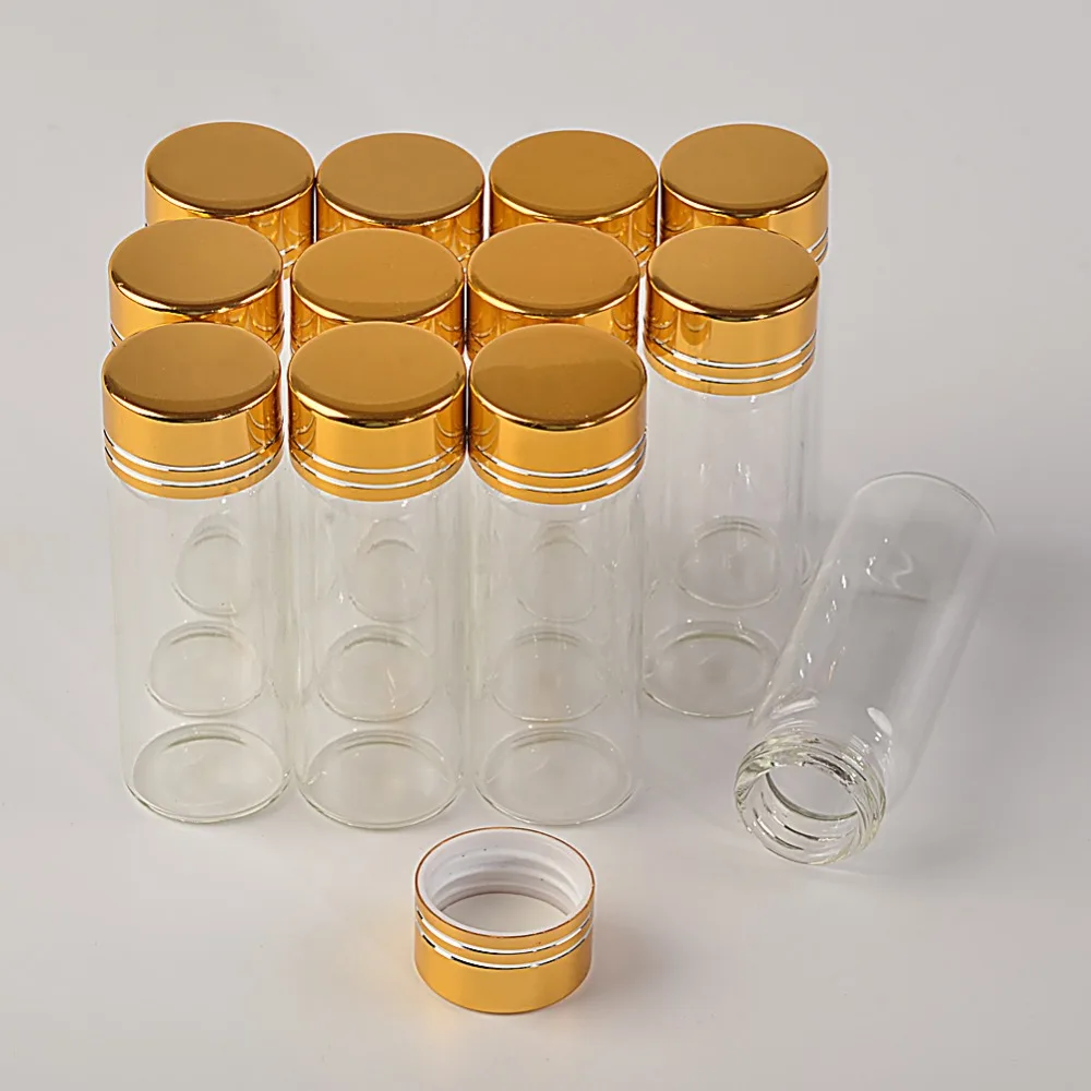 

14ml Mini Glass Bottles Aluminium Screw Golden Cap Transparent Clear Liquid Gift Container Wishing Bottle Wedding Jars 100pcs