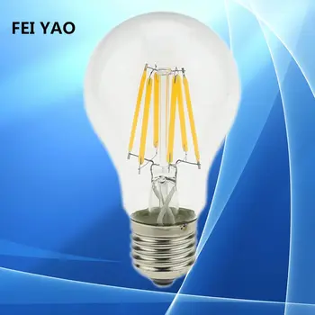 

100X Retro LED Filament Light Bulb E27 E26 dimmable 2W 4W 6W 8W 110V / 220V A60 Clear Glass vintage edison lamp warm/pure white