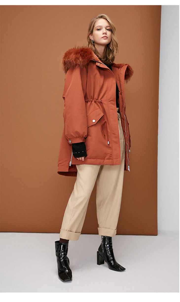 Только Женская зимняя новая длинная пуховая куртка на шнурке с капюшоном с поясом соломенная шляпа на молнии дизайн | 118312537