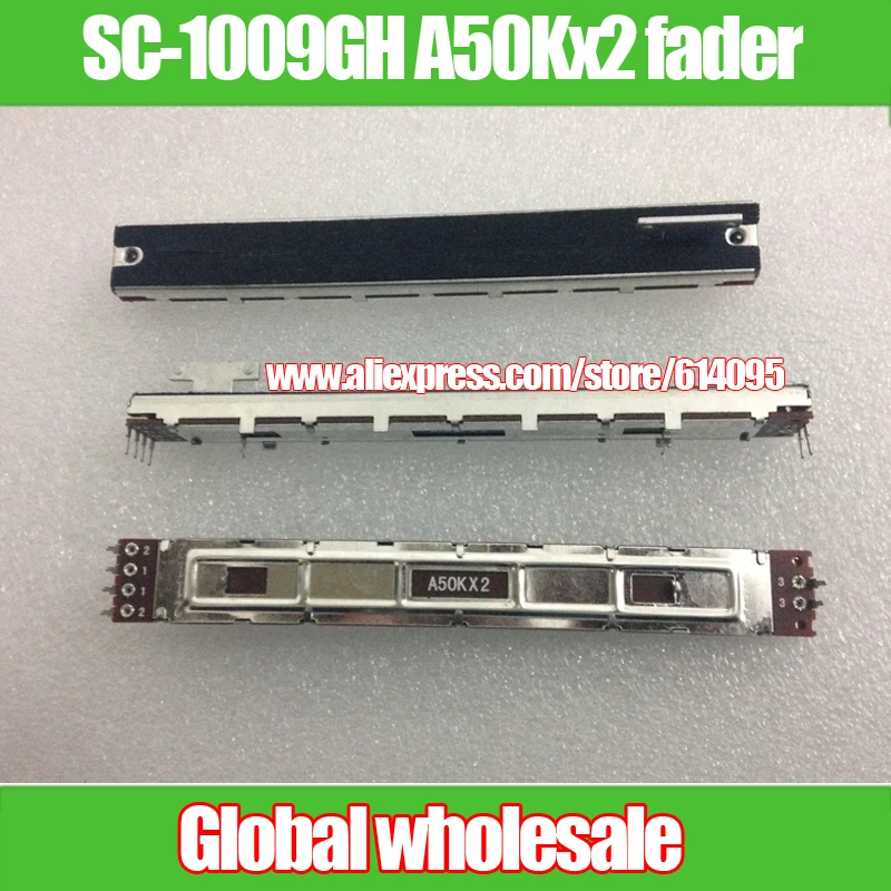 2pcs SC-1009GH A50Kx2 128MM Straight Slot Potentiometer / Stereo fader variable resistors handle length 8TMM | Электронные