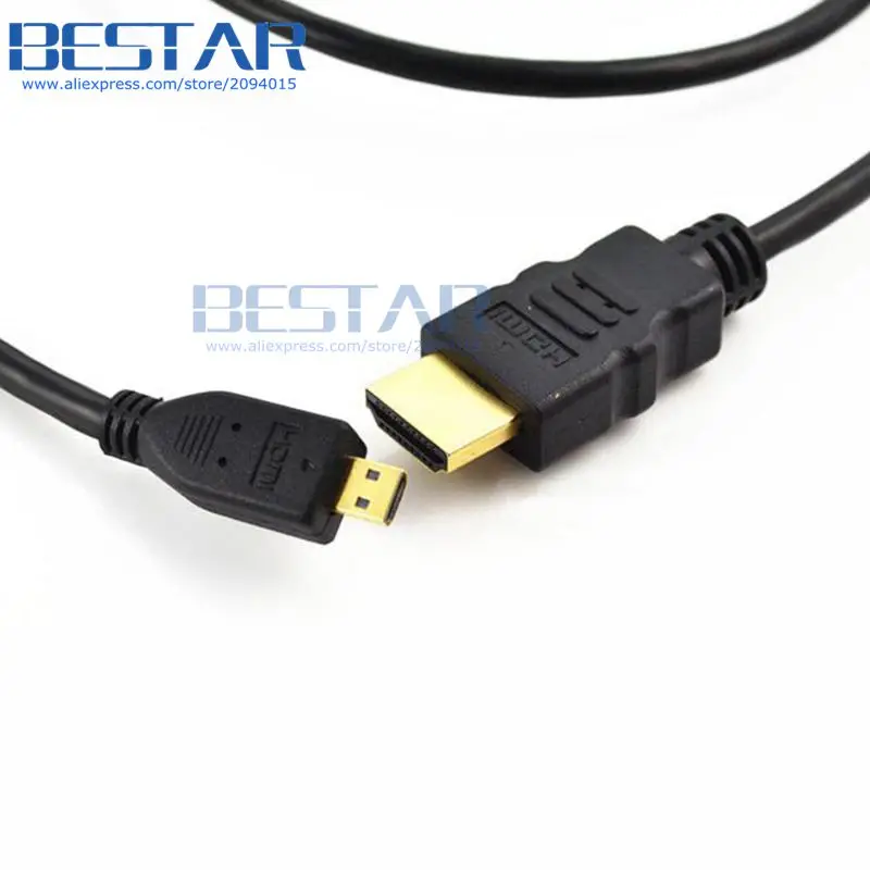 100 шт./лот) Micro-HDMI Micro HDMI Мужской к HDMI Мужской кабель 1,5 м 3 м 5 м 10 м OD4.0 мм тонкие кабели 5 футов 10 футов 15 футов 30 футов