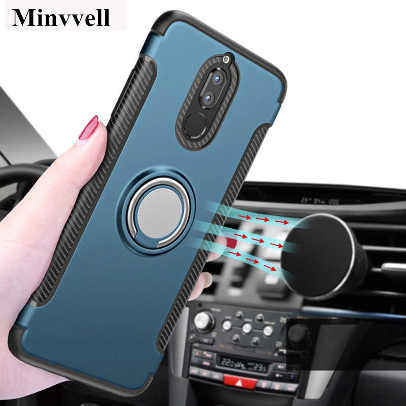 For Huawei Mate 10 Lite Nova 2 Luxury Magnetic Car Holder Cover For P8 Lite 2017 P10 Plus P20 Pro Armor Stand Case Honor 8 9 7X phone pouch for running